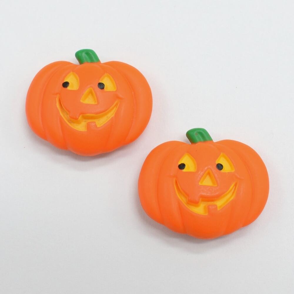 Vintage Gibson Greetings Halloween Pumpkin Button Covers Jack O Lantern Set of 2